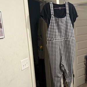 Black and White Checkered Women's Jumpsuit